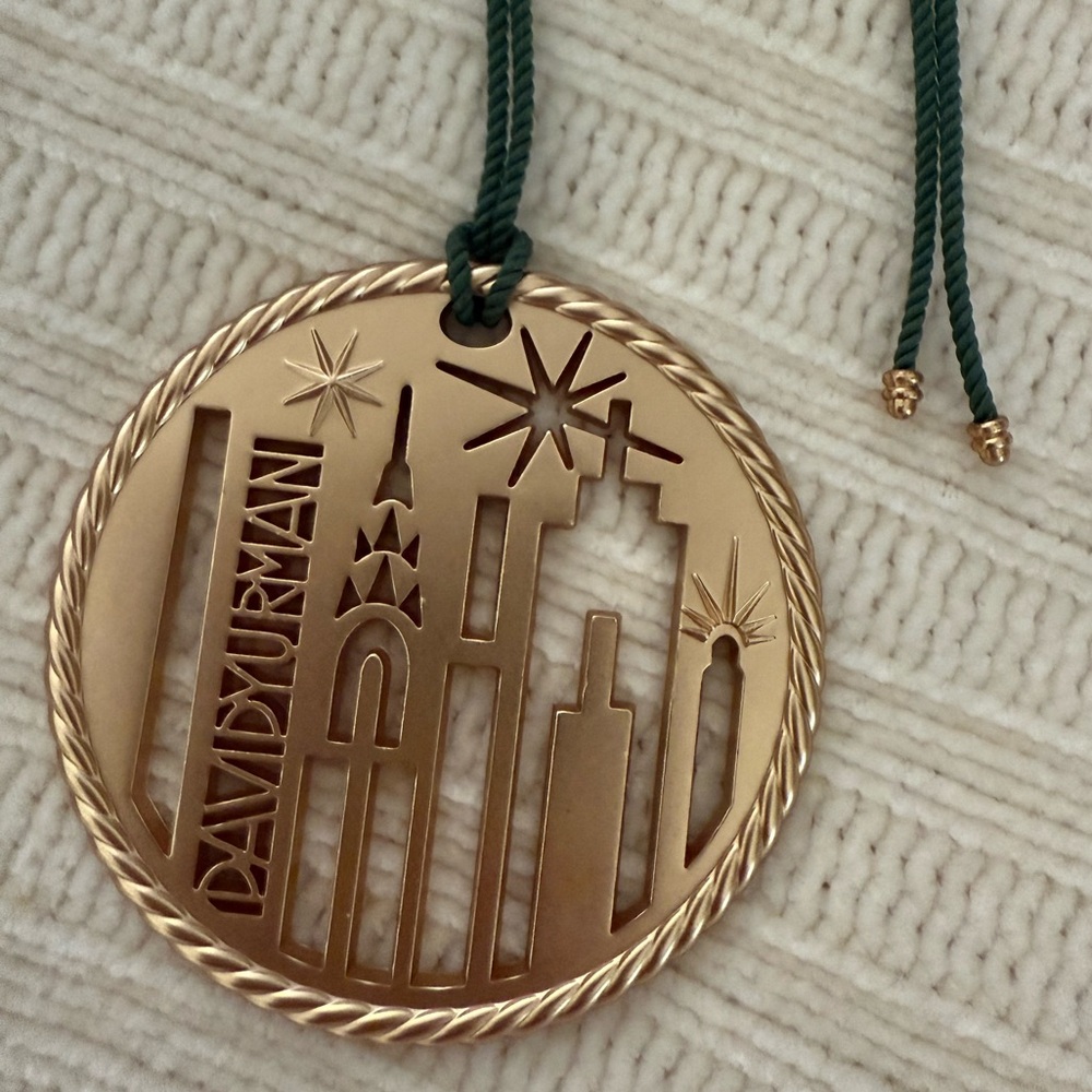 David Yurman Gold Cityscape Ornament with Green Cord